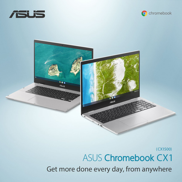 ASUS Chromebook CX1 15.6" Laptop Intel Pentium 4GB RAM 64GB eMMC Silver ChromeOS