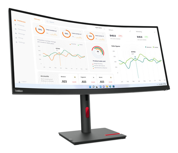 Lenovo ThinkVision T34w-30 34 Inch Curved UWQHD Monitor USB-C NO STAND