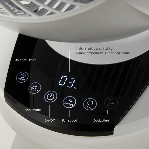 Meaco MeacoFan 1056 Air Circulator Fan Ultra Quiet Cooling Desktop Pedestal Whit