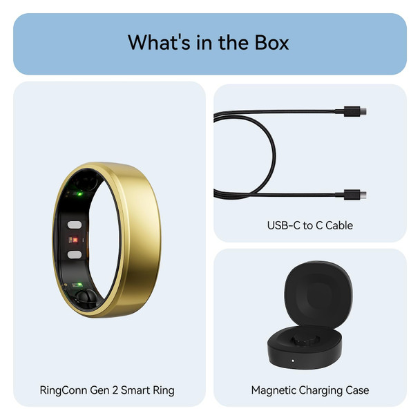 RingConn Gen 2 Smart Ring Gold Size 8 Health Fitness Sleep Tracker Titanium
