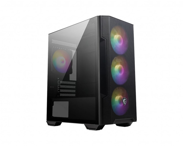 MSI MAG Forge M100R Micro-ATX Gaming PC Case Tempered Glass Black ARGB Fans