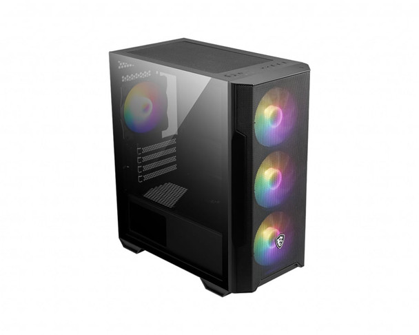 MSI MAG Forge M100R Micro-ATX Gaming PC Case Tempered Glass Black ARGB Fans