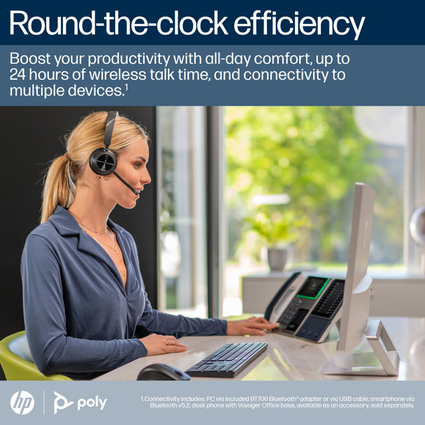 HP Poly Voyager 4310 Wireless Mono Headset USB-A BT700 Dongle & Charging Stand