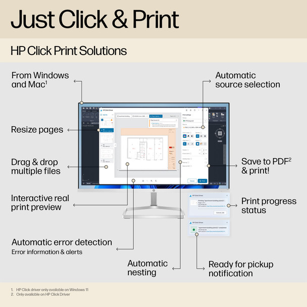 HP DesignJet T230 24-in Large Format Plotter A1 Printer Wi-Fi USB Ethernet LAN