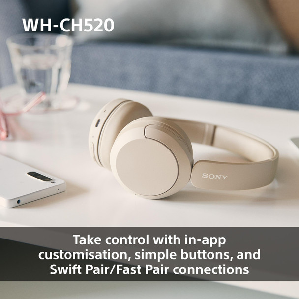 Sony WH-CH520 Wireless Bluetooth On-Ear Headphones Pink Lightweight 50hr Battery