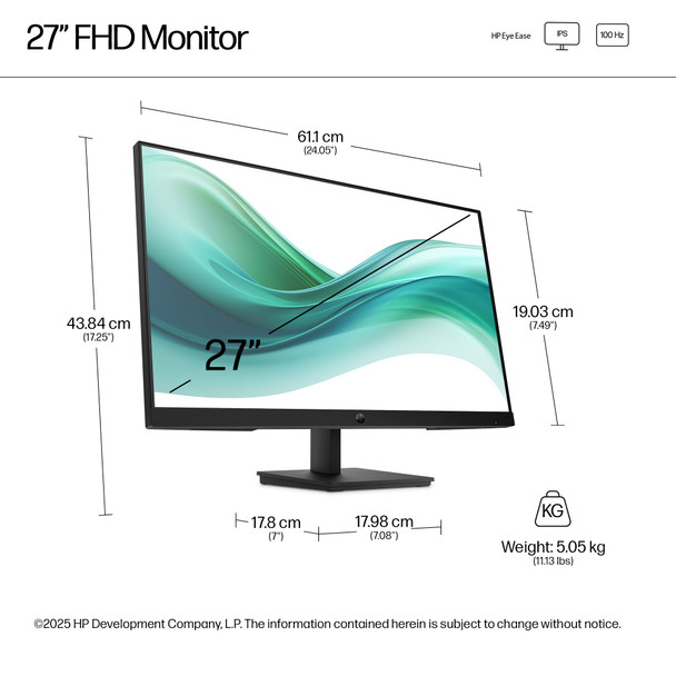 HP Series 3 Pro 327pf 27 Inch FHD IPS Monitor 100Hz HDMI VGA Black PC Display