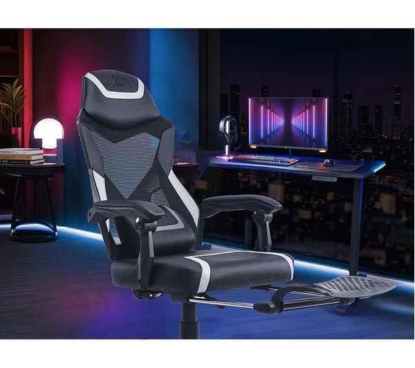 ADX Ergonomic Y 24 Gaming Chair Black Grey PC Computer Desk Seat Footrest