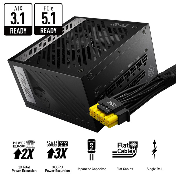 MSI MAG A750GL PCIE5 750W 80+ Gold Fully Modular ATX 3.0 Gaming PSU