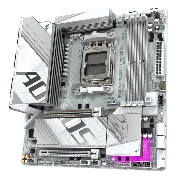 Gigabyte B850M AORUS ELITE WIFI6E ICE AMD AM5 mATX Motherboard DDR5 White
