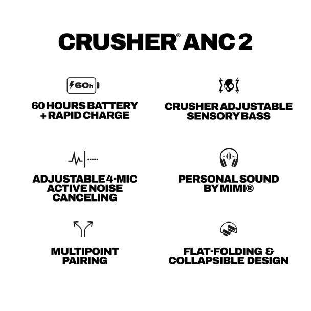 Skullcandy Crusher ANC 2 Wireless Over-Ear Headphones Active Noise Cancelling – image 8