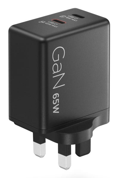 Lenovo 65W Dual USB-C GaN Fast Wall Charger UK 3-Pin Plug for Laptop Phone Black