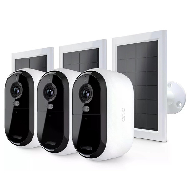 Arlo Essential 2K Outdoor Security Camera 3-Pack + Solar Panels 