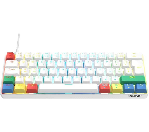 NOS C-450 Mini Pro RGB Mechanical Gaming Keyboard White 60% Compact UK QWERTY