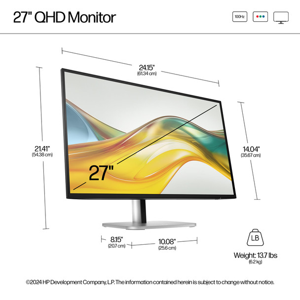 HP Series 5 Pro 527pq 27" QHD IPS Monitor 100Hz 2560x1440 HDMI DP USB Hub Screen – image 4
