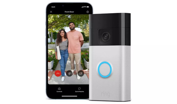Ring Battery Video Doorbell & Chime (2nd Gen) Satin Nickel 1440p HD WiFi