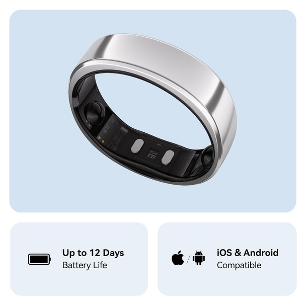 RingConn Gen 2 Smart Ring Size 8 Silver Health Sleep Tracker Heart Rate SpO2