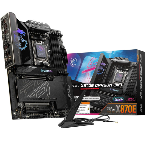MSI MPG X870E CARBON WIFI AMD AM5 ATX Motherboard DDR5 PCIe 5.0 Wi-Fi 7 