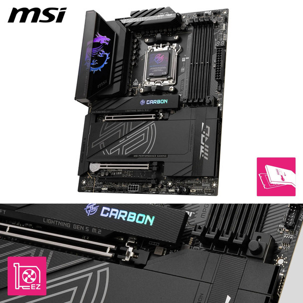 MSI MPG X870E CARBON WIFI AMD AM5 ATX Motherboard DDR5 PCIe 5.0 Wi-Fi 7 