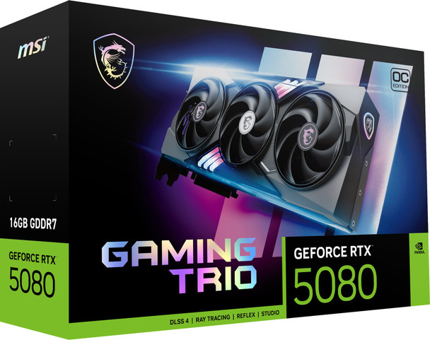 MSI GeForce RTX 5080 16GB GDDR7 Gaming Trio PCIe 5.0 Graphics Card GPU Desktop
