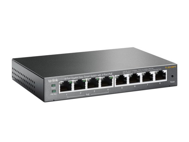 TP-Link 8 Port Gigabit Easy Smart Switch 4 PoE Ethernet Network Hub Metal Black
