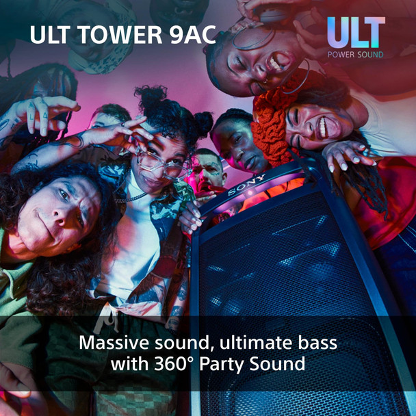 Sony ULT Tower 9AC Party Speaker Bluetooth 360 Sound Karaoke PA System Black
