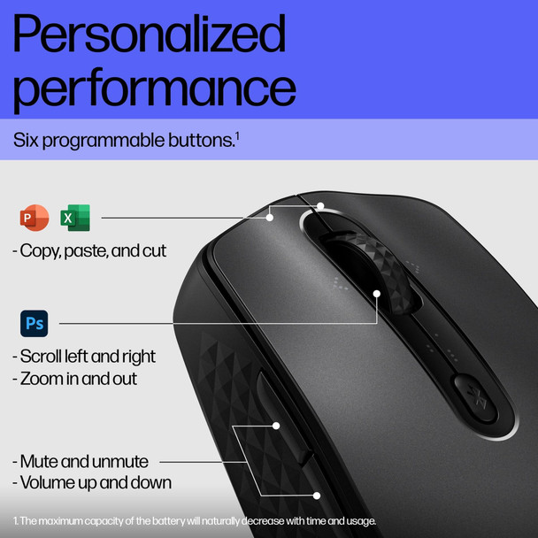 HP 690 Rechargeable Wireless Bluetooth Mouse Qi Charging Black 