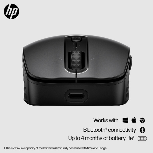 HP 690 Rechargeable Wireless Bluetooth Mouse Qi Charging Black 