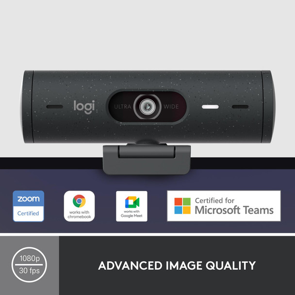Logitech Brio 500 Full HD 1080p Webcam HDR Auto Light Dual Mic USB-C Graphite – image 2