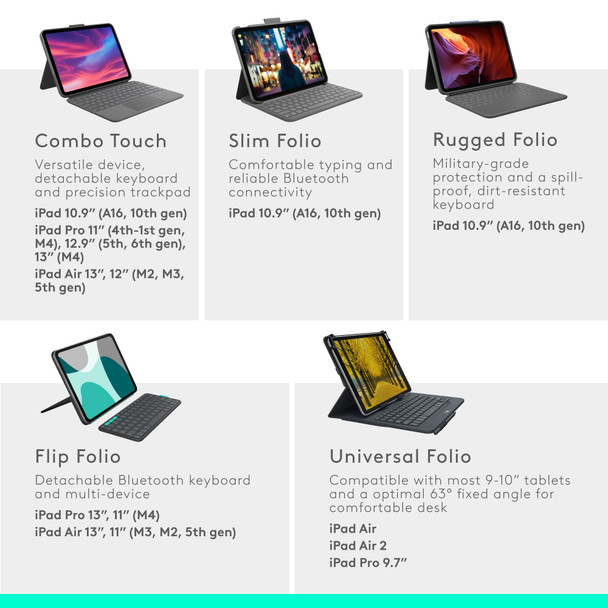 Logitech Combo Touch Keyboard Case for iPad Air 13-inch M2 Spanish QWERTY Folio