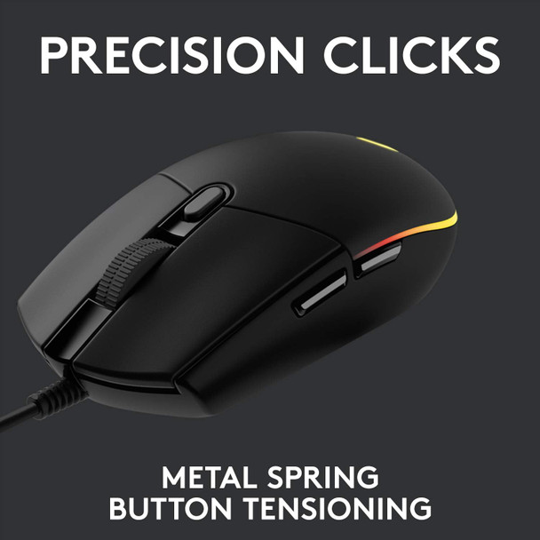 Logitech G203 LIGHTSYNC RGB Wired Optical Gaming Mouse 8000 DPI 6 Button Black – image 5