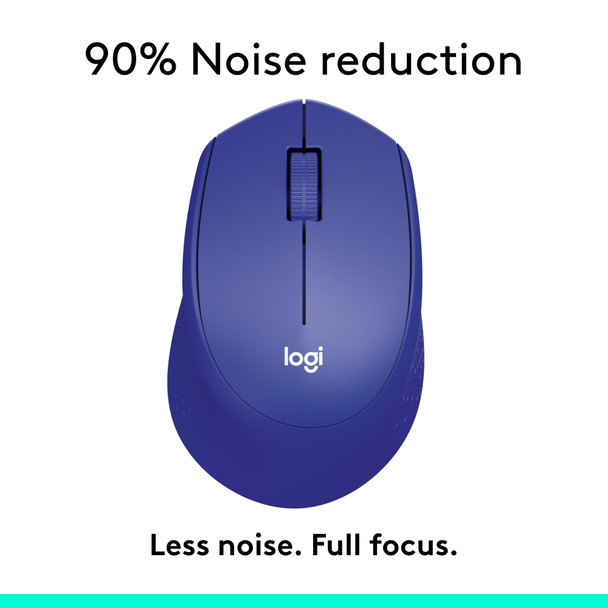 Logitech M330 Silent Plus Wireless Optical Mouse 2.4GHz USB Nano Receiver Blue