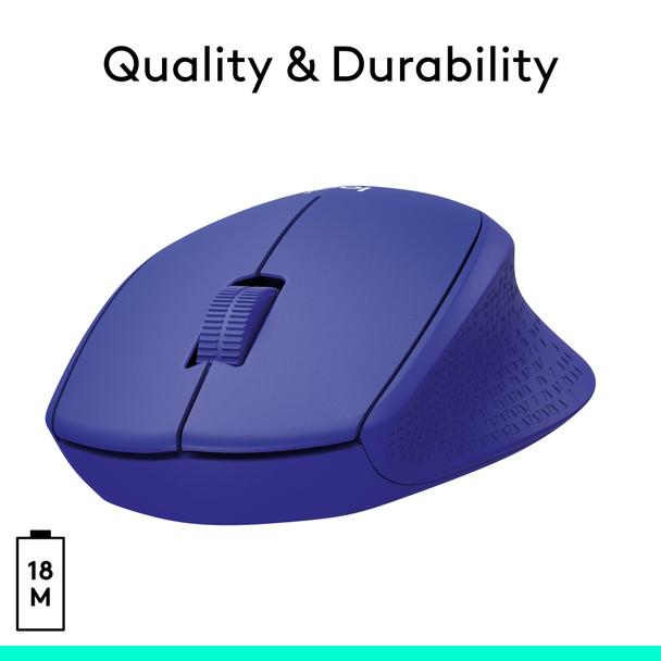 Logitech M330 Silent Plus Wireless Optical Mouse 2.4GHz USB Nano Receiver Blue