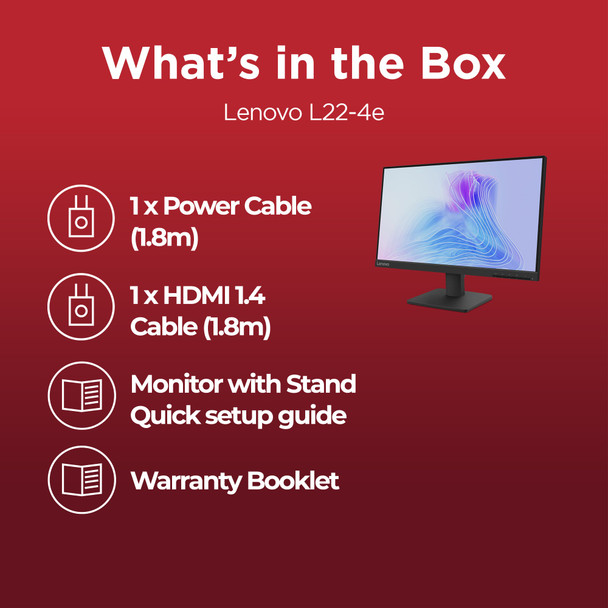 Lenovo 21.5" FHD IPS Monitor 100Hz 1080p PC Display HDMI VGA VESA Tilt Screen