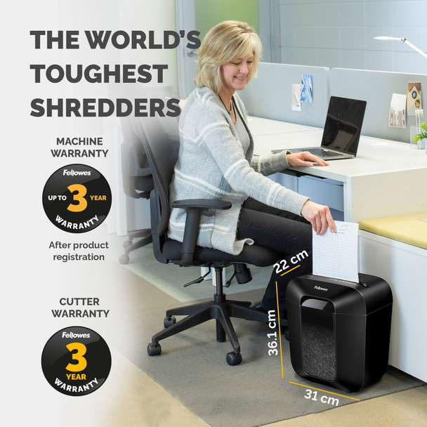 Fellowes Powershred LX25 Cross Cut Paper Shredder DIN P-4 Home Office 11.5L Bin