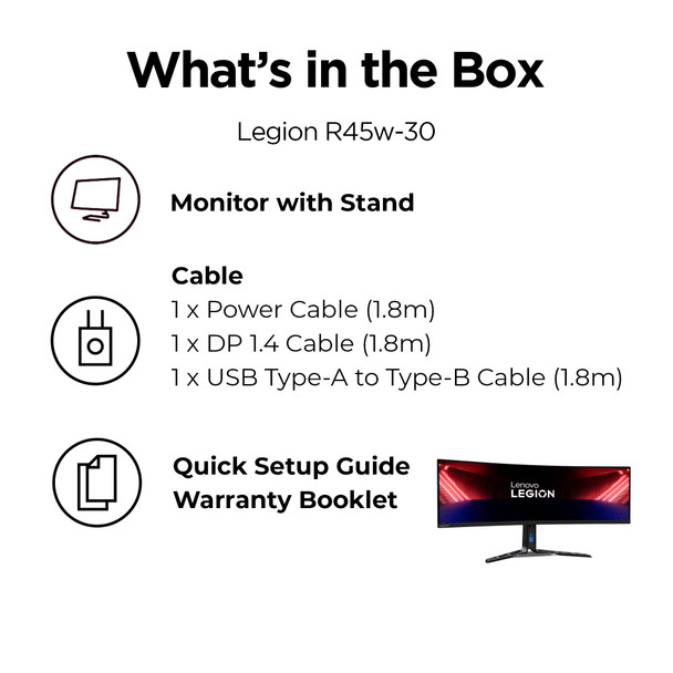 Lenovo Legion R45w-30 44.5" Dual QHD Curved Ultrawide 170Hz Gaming Monitor USB-C