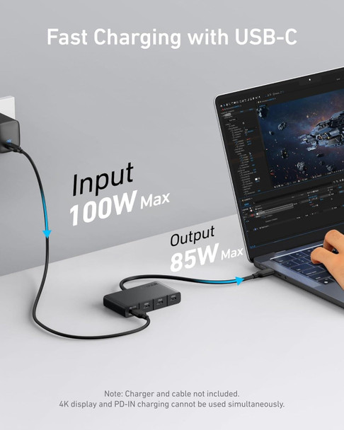 Anker USB-C Display Hub 4-in-1 10Gbps Multiport Adapter 4K 60Hz 100W PD Gray – image 5