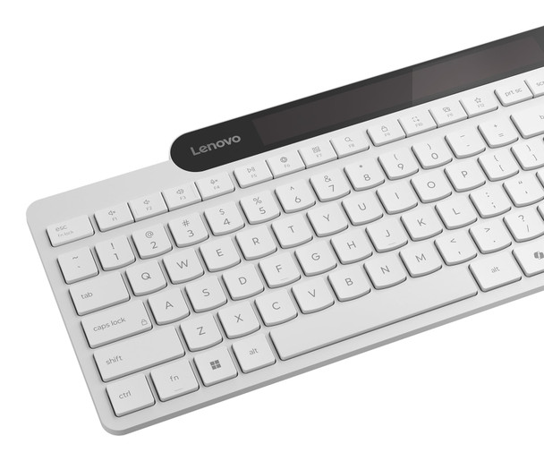 Lenovo 800 Wireless Bluetooth Keyboard Self-Charging Solar Light White UK Layout