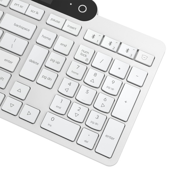 Lenovo 800 Wireless Bluetooth Keyboard Self-Charging Solar Light White UK Layout