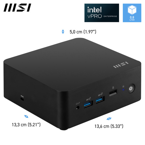 MSI Cubi NUC 13MQG, Intel Core i5-1345U vPRO, 8GB RAM, 512GB SSD, Windows 11 Pro
