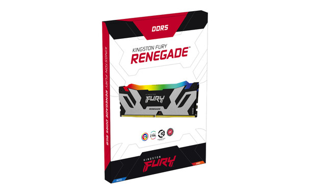 Kingston FURY Renegade KF572C38RSA-24 24GB (1x 24GB) U-DIMM System Memory, 7200MHz, DDR5, CL38, Silver, RGB, Intel XMP