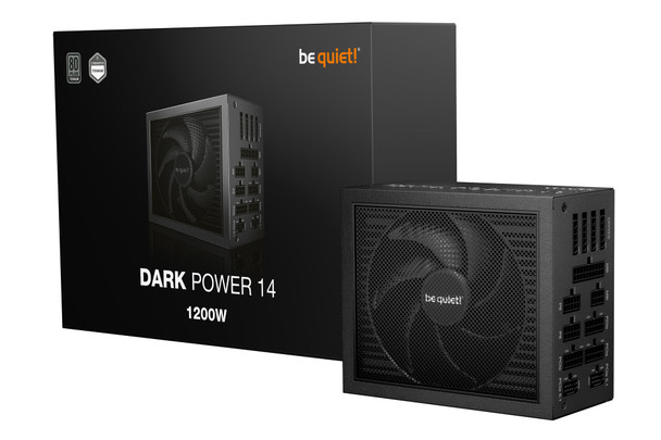 be quiet! DARK POWER 14, 1200W, 80 PLUS certified and Cybenetics efficiency, ATX 3.1 compliant, PCIe 5.1 compatible, backed by a 10-year manufacturer's warranty.