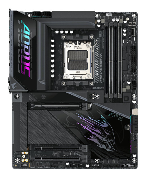 Gigabyte X870E AORUS PRO X3D AMD AM5 Socket Motherboard, ATX, 4x DDR5 Slots, 4x M.2 Sockets, Fitted I/O Shield, 5GbE LAN, Wi-Fi 7, 1x HDMI Port / 2x USB-C (USB4)