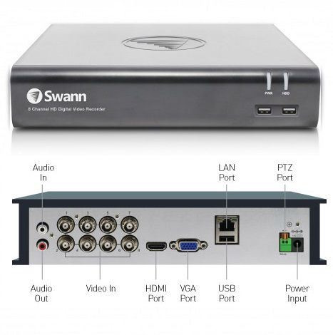 Swann DVR8-4575 8 Channel Full HD 1080p AHD/TVI 1TB Security CCTV DVR