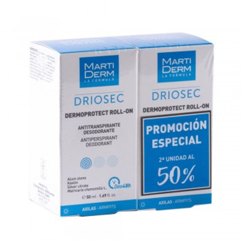 Martiderm duplo driosec dermoprotect desodorante roll-on de 50 mL, 2 unidades