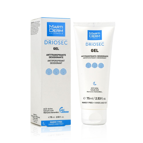 Martiderm driosec gel manos y pies. envase de 75 mL.