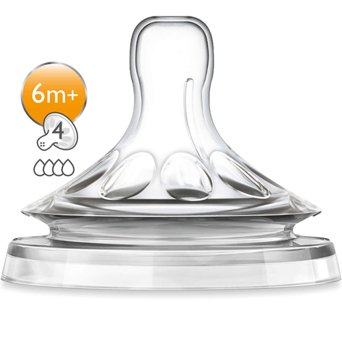 Avent tetina natural de flujo rápido con 4 agujeros - 2 UDS