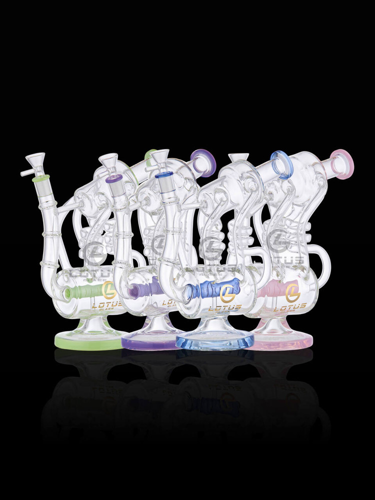 Lotus Glass big Recycle Water Pipe 12"  14mm F