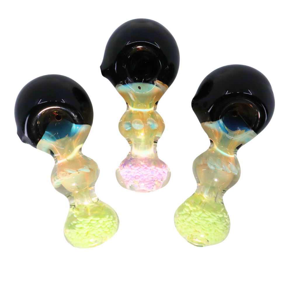 4.5" Black Head Fume tube Frit Mouth Pcs Spoon