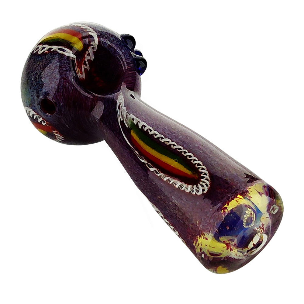 Purple Rasta Boro Glass Pipe