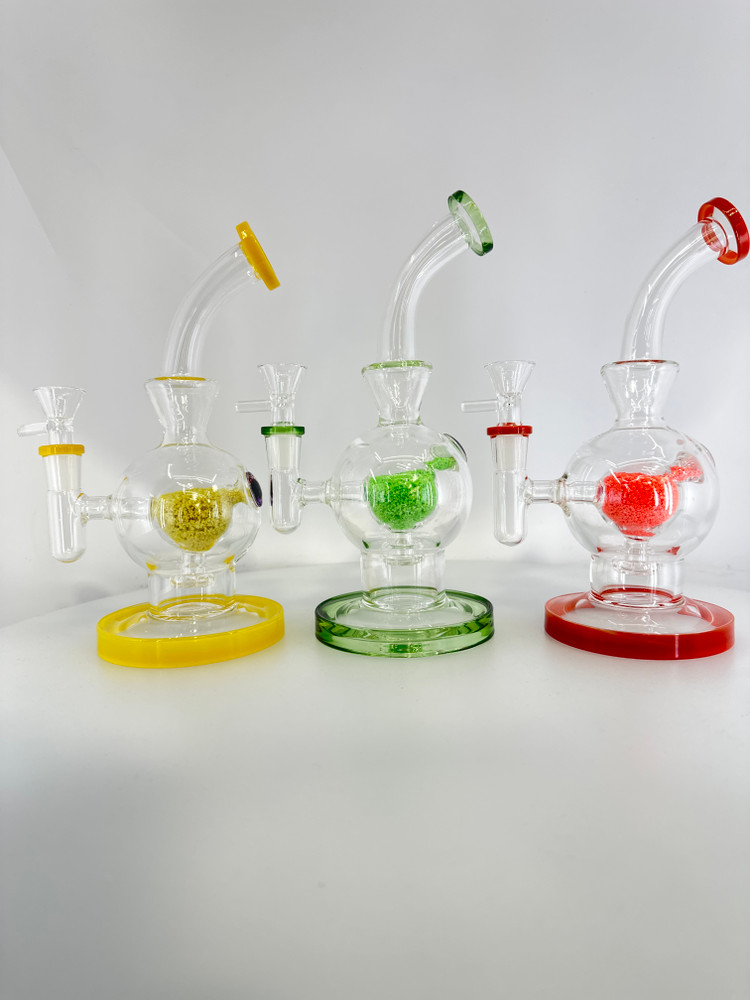 9.5” Fancy Glow in The Dark Frit Eye Ball Bong